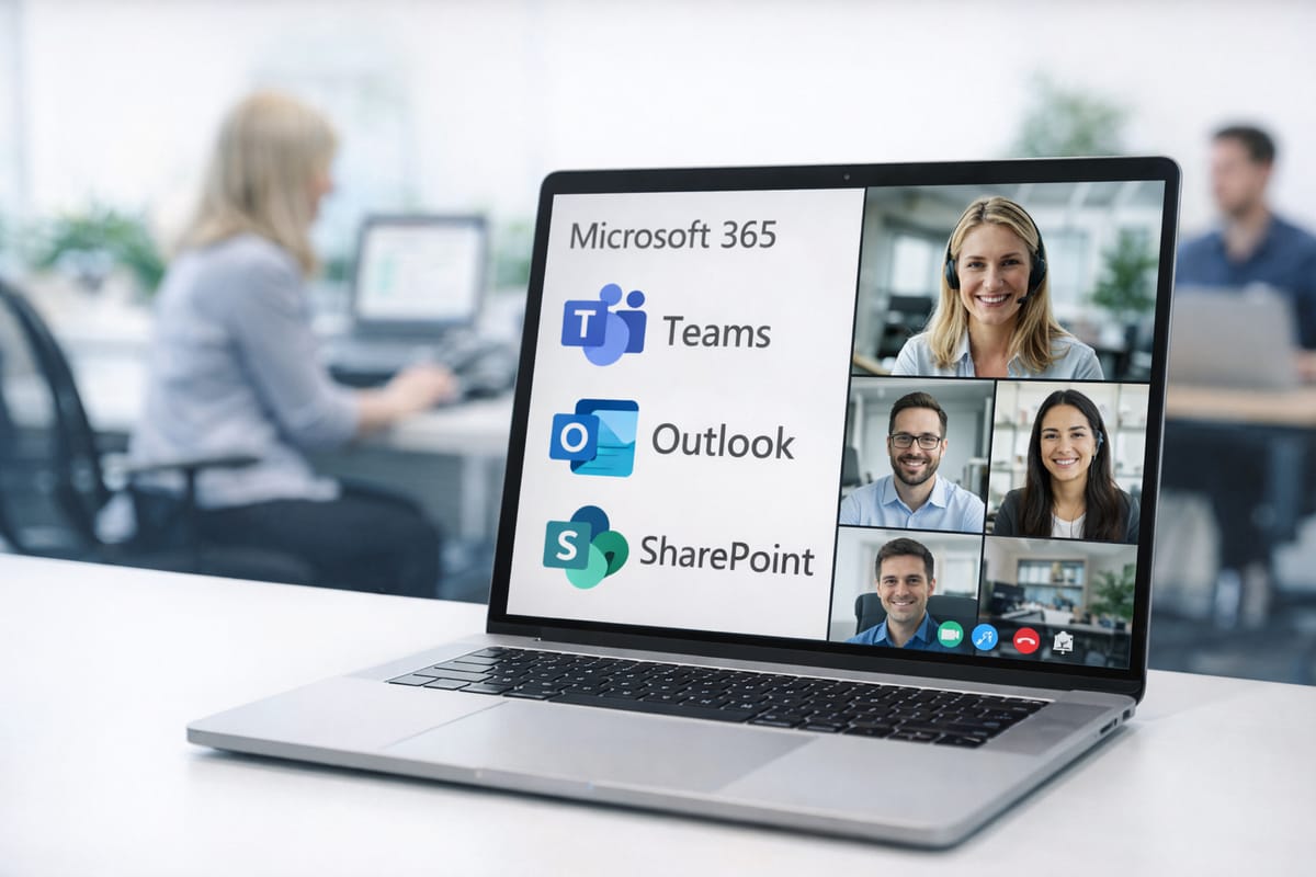 Microsoft 365 applications on laptop screen